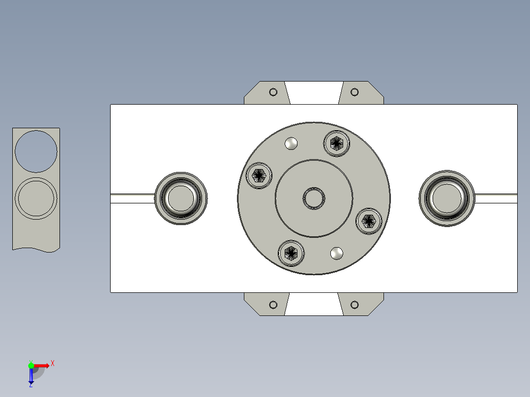 用薄钢切割戒指的冲压模具俯视图