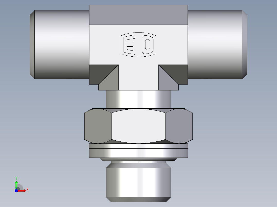 卡套式工业通用硬管接头EO_Adjustable_locknut_branch_tee_TEE06SROMDCF前视图
