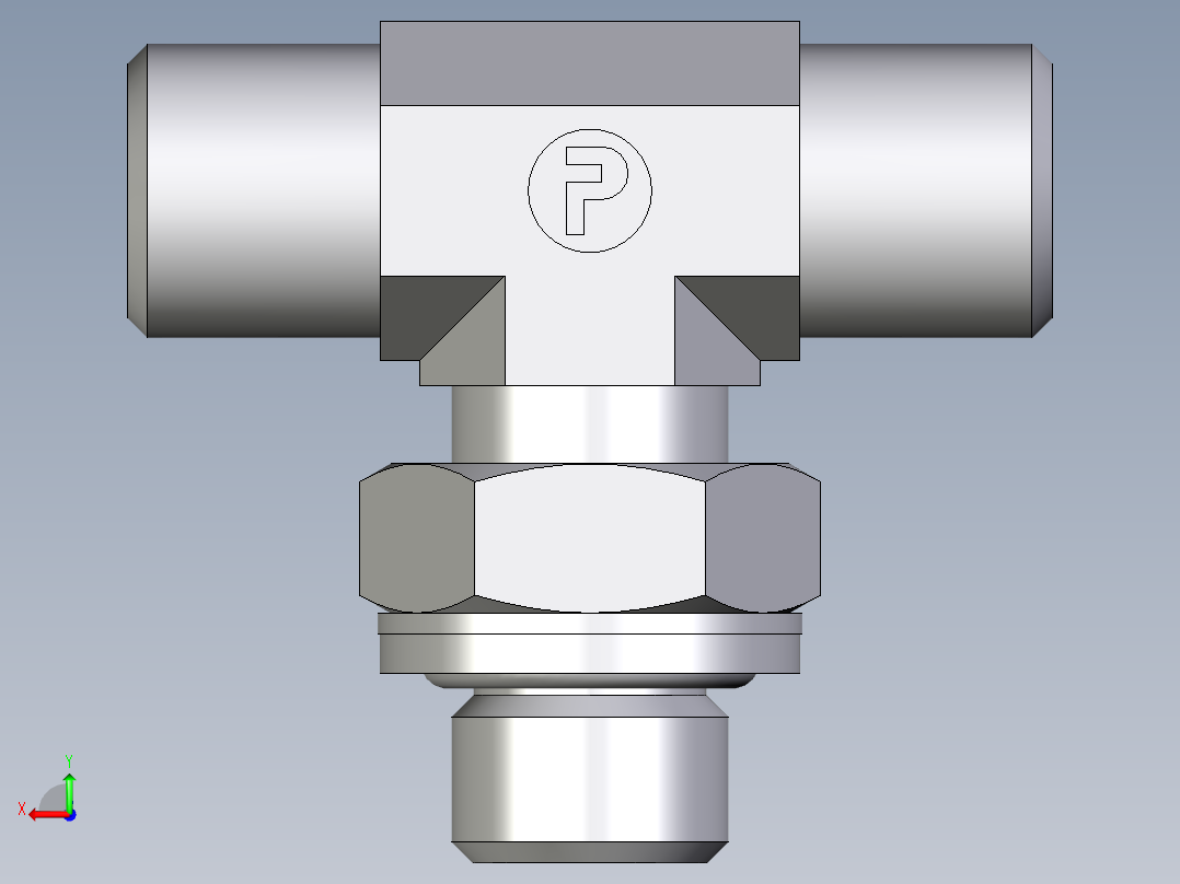 卡套式工业通用硬管接头EO_Adjustable_locknut_branch_tee_TEE06SROMDCF后视图