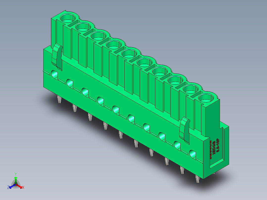 DEGSON 2EDG 系列 5.0mm 可插拔接线端子组-2EDGB-5.0-10P-14-00AH正等轴测图