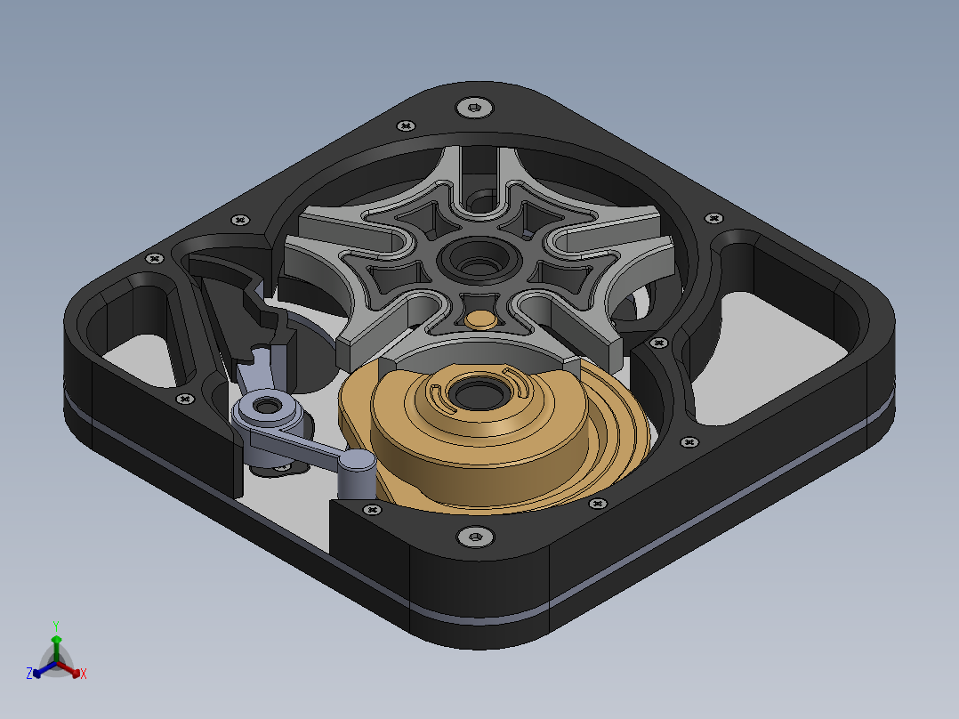 间歇槽轮转盘传动机构(含动画)正等轴测图