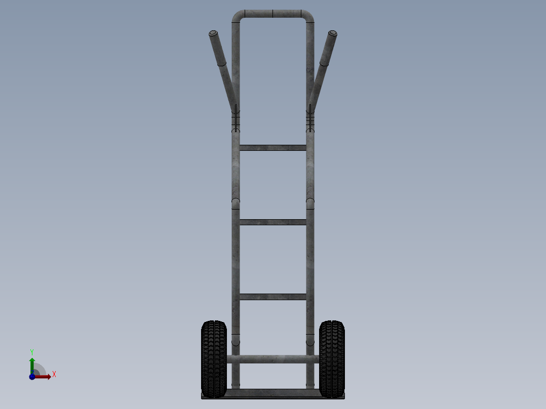 钣金材质的货物推车设计模型前视图