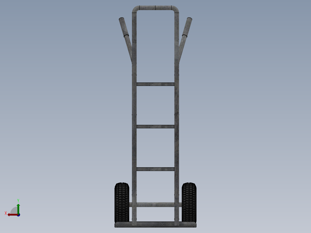 钣金材质的货物推车设计模型后视图