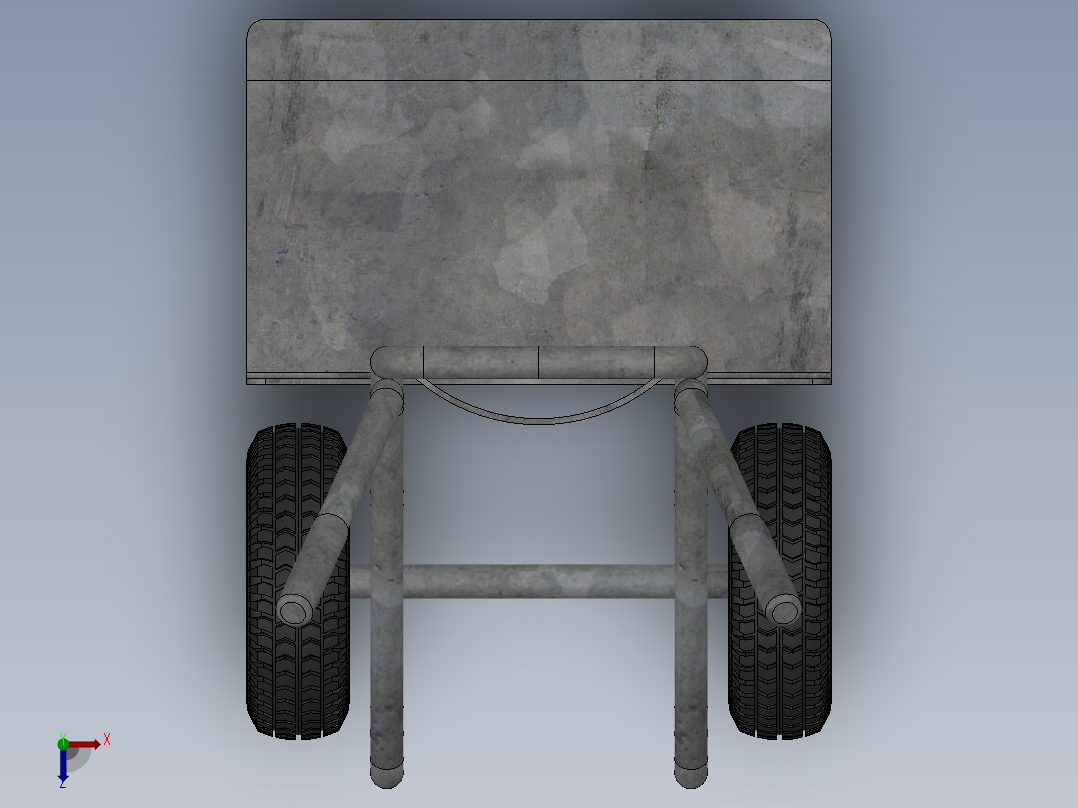 钣金材质的货物推车设计模型俯视图