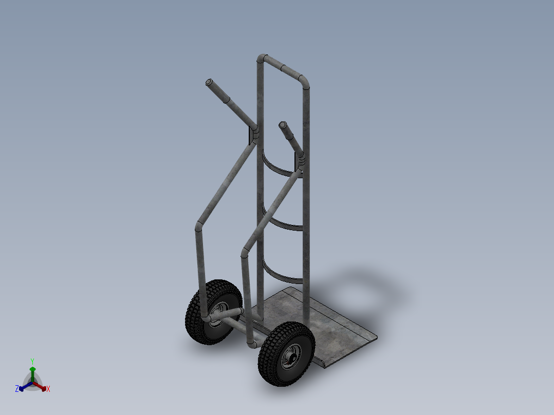 钣金材质的货物推车设计模型正等轴测图