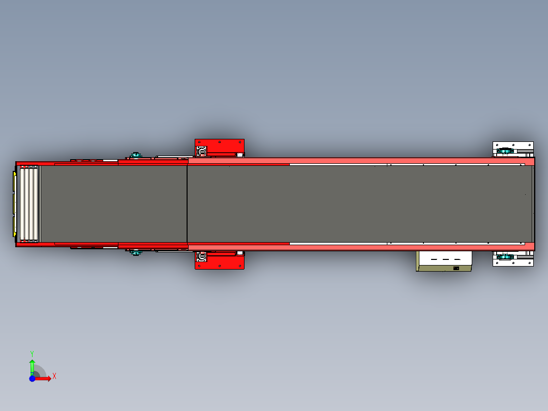 三节式伸缩式皮带机传送带输送机三维模型前视图