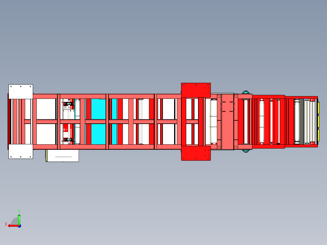 三节式伸缩式皮带机传送带输送机三维模型后视图