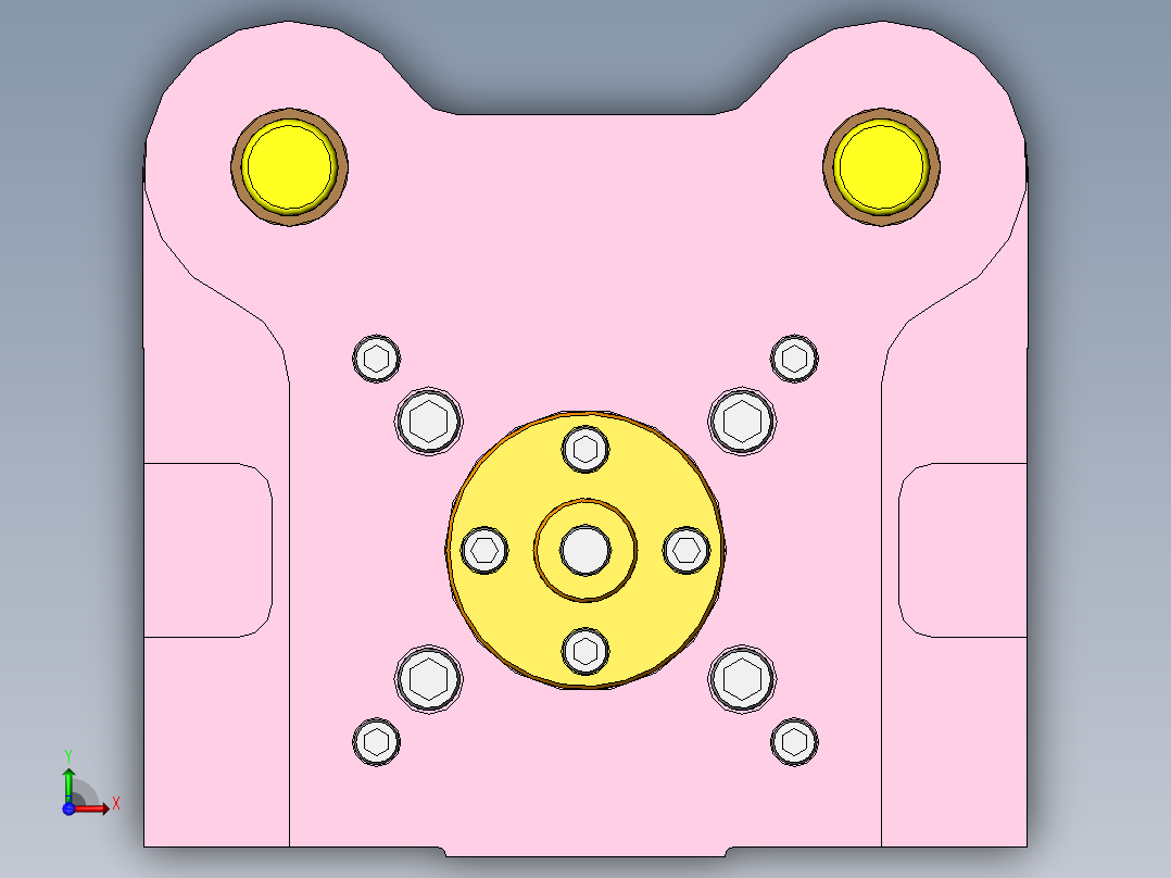 Q262-支撑架冲压（冲裁）复合模具设计【三维SolidWorks】前视图