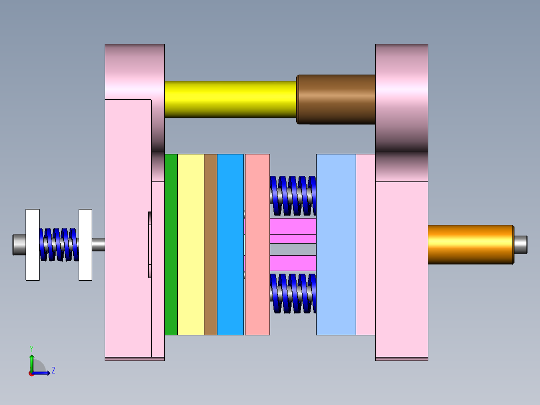 Q262-支撑架冲压（冲裁）复合模具设计【三维SolidWorks】左视图
